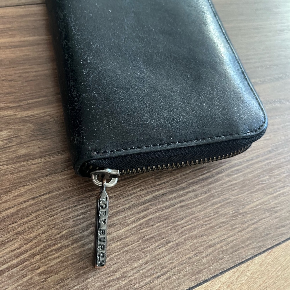Tory Burch Black Sparkly Leather Wallet Authentic - Picture 7 of 10